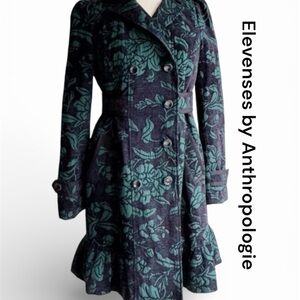 Elevenses Blue and Green Trench Coat